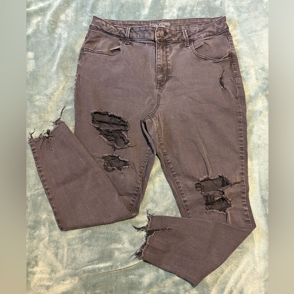 Maurices Faded Black Distressed Skinny Jeans